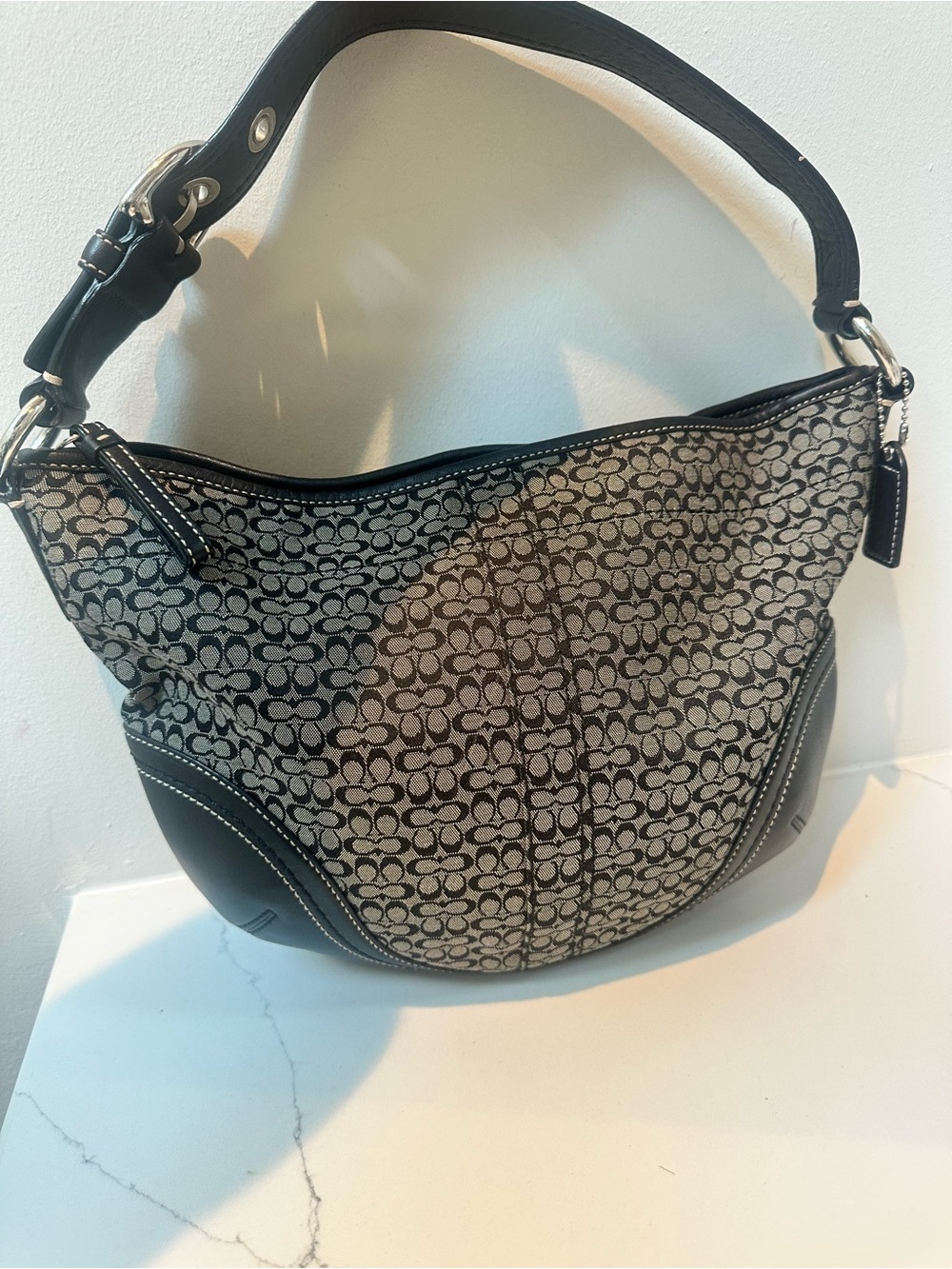 Coach Signature Y2K mini C Soho Hobo Bag in Black and Gray EUC 2007 - Picture 2 of 14